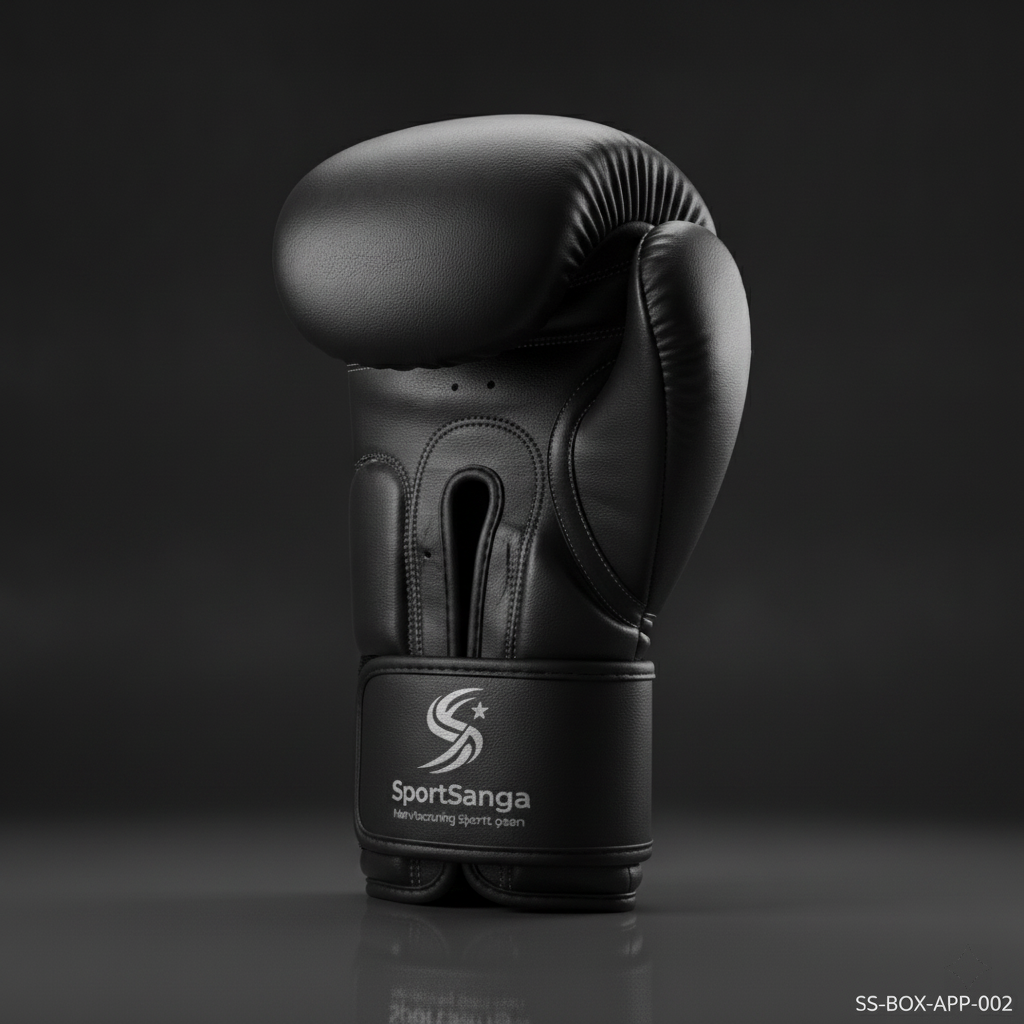 Training boxing gloves in black PU leather